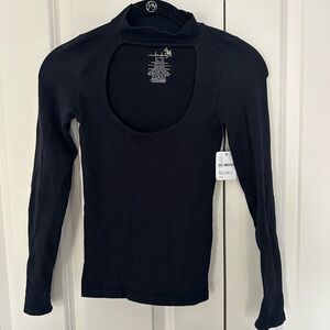 NWT Free People Intimately Keyhole Cut Out Neckline Black Top - M/L